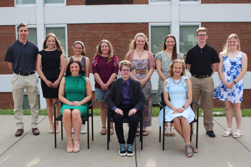 Seated from left, alphabetically, is the Top 1%: Haleigh Henderson, Sav Nelson and Zara Zervos. Standing from left, alphabetically, is the Top 5%: Derek Black, Natalie Keim, Sabrena Palmer, Lakyn Parker, Josilee Scott, Laura Siler, Grant Swift and Tessa Wise. Not pictured: Kealyn McCardle.