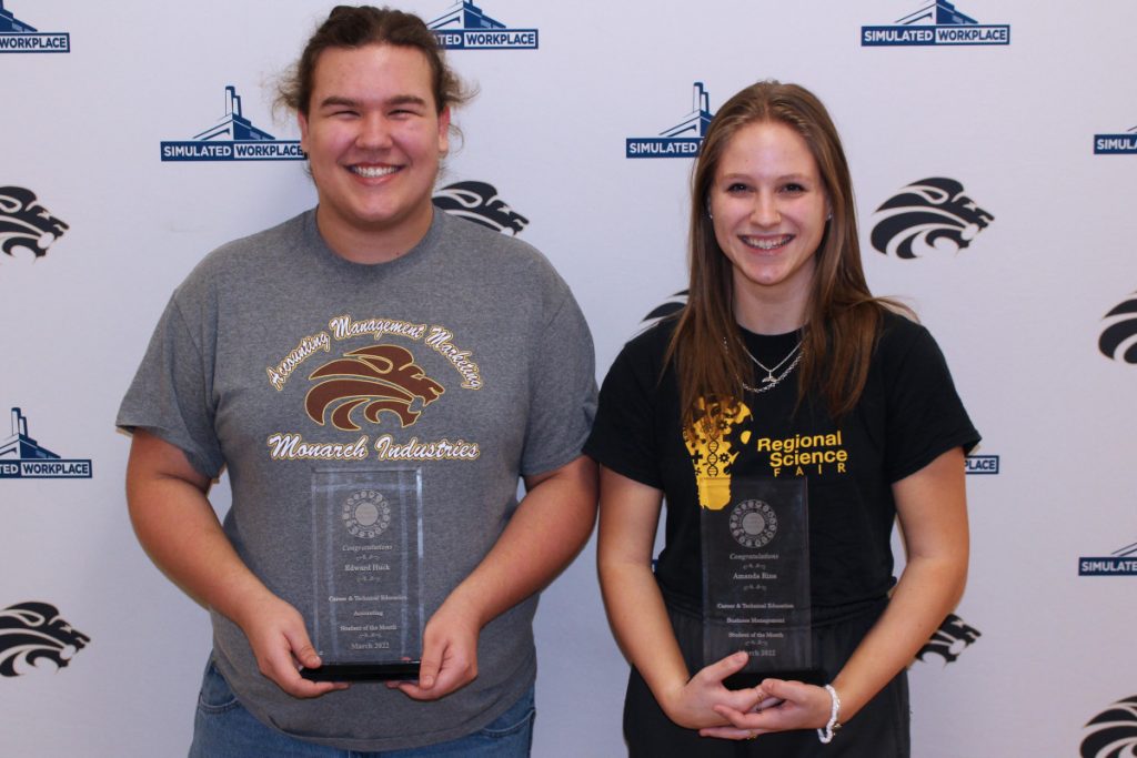 Pictured from left are the JMHS CTE Students of the Month: Edward Huck and Amanda Rine.
