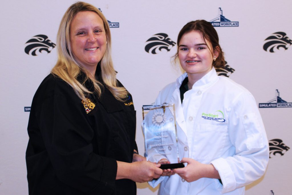 Pictured from left: ProStart teacher Susanne Cubic and CTE Student of the Month Natalie Briggs.