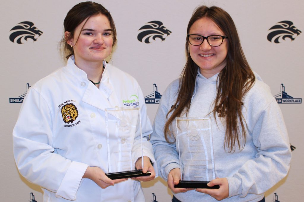 Pictured from left are the JMHS CTE Students of the Month: Natalie Briggs and Madison Pierce.