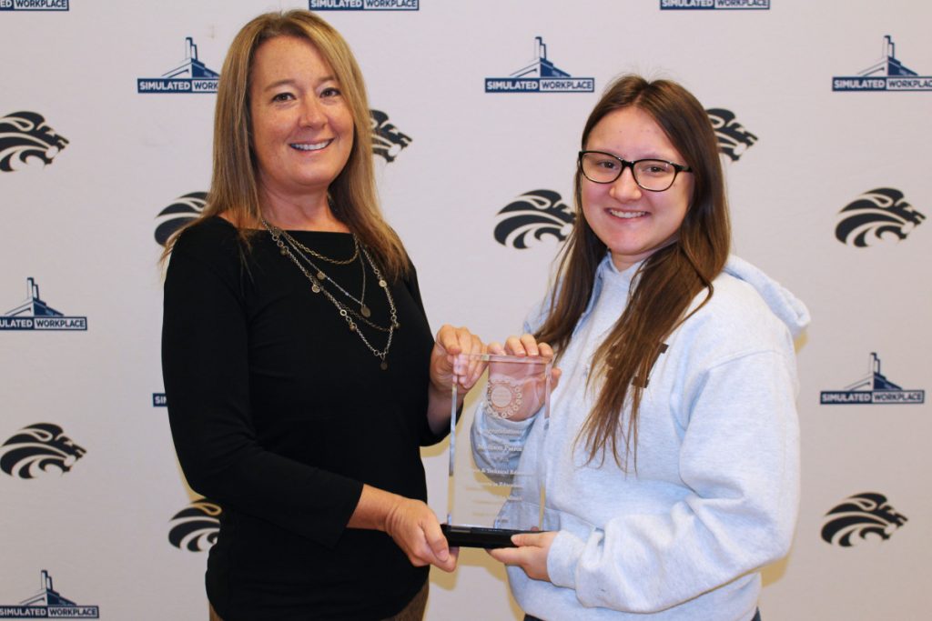 Pictured from left: Careers in Education teacher Katie Williams and CTE Student of the Month Madison Pierce.