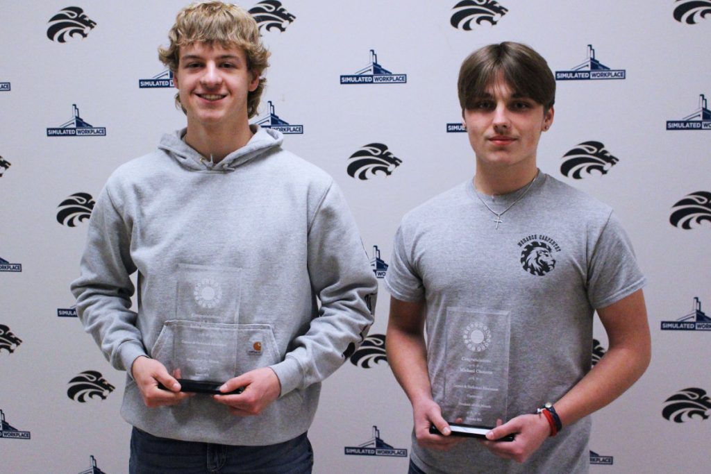 Picture 1: Pictured from left are the JMHS CTE Students of the Month: Luke McCauley and Michael Clemons.