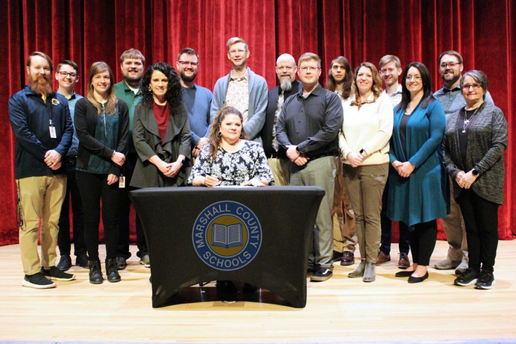 The Marshall County Schools Music educators are pictured with Dr. Haines.