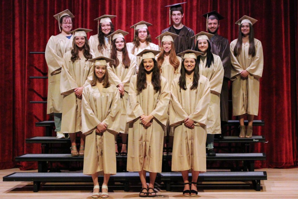 Front row from left, alphabetically, is the Top 1%: Sydney Hess, Victoria Kidney and Sienna Miller. Middle row, alphabetically, is the Top 5%: Laiken Brewer, Natalie Briggs, Madelyn Cisar and Mekenzie Haynes. Back row, continued alphabetically, is the Top 5%: Megan Huff, Tora McNeil, Paige Messner, Rowen Mills, Cody O'Donnell and Sybil Willis. Not pictured: Gracie Woods.