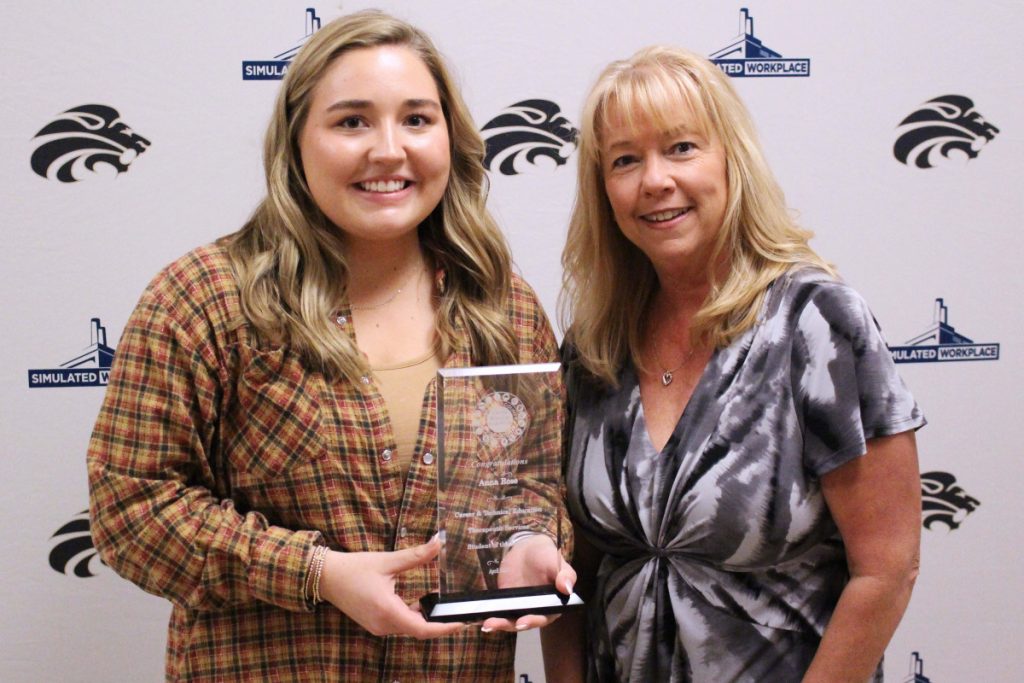 Pictured from left: CTE Student of the Month Anna Rose and Therapeutic Services teacher Tammy Durrah.