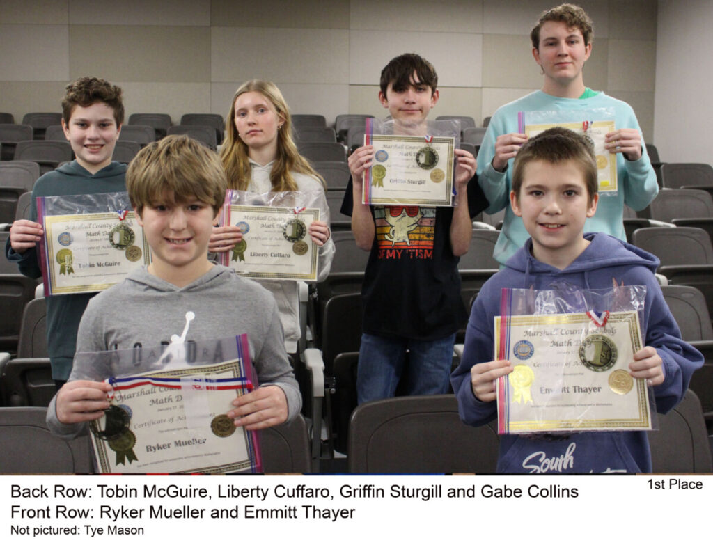 2025 1st Place Marshall County Math Field Day Winners