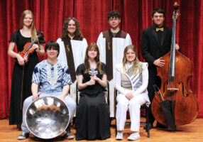 Pictured from left seated: Joey Armstrong, Morgan Carlin and Megan Gary. Standing from left: Sydney Gray, Gianna Polsinelli, Jacob Shaffer and Clay Howard.