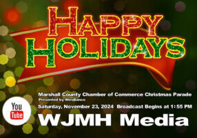 Saturday, November 23, 2024, at 1:55 pm, WJMH Media will provide a live stream of the 54th annual Marshall County Chamber of Commerce Christmas Parade via its YouTube channel.