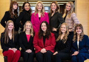 Pictured are the 2025 JM Queen of Queens contestants. Seated from left: Sydney Gray, Reagan Miller, Mylie Scott, Jadyn Parker and Megan Gary. Standing from left: Morgan Carlin, Kendra Callahan, Abby Korngiver, Laiken Jones and Audrey Ferguson. Photograph courtesy of The Gaughenbaugh Studio.