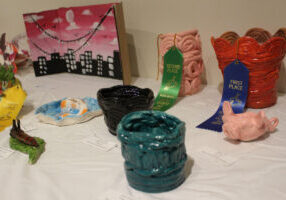 Pictured is just a small sample of the artwork featured at the annual Marshall County Student Art Show at the Grave Creek Mound.