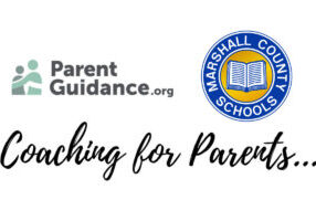 Coaching for Parents written in black with the Marshall County Schools logo and the Parent Guridance.org logo.